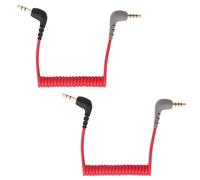 BTFO 2pcs Câbles de Microphone TRS 3,5mm, Cordon Audio Spiralé Mâle-Mâle Compatibles avec les Appareils Photo Reflex Numériques DJI Mic 2 et Rode Microphone Wireless Pro (Rouge, Noir, Gris)