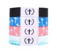 BTFO 4pcs Bracelets Bibliques, Bracelet Versets Bibliques avec NFC Élastiques Chrétien Jésus pour Femmes Hommes Cadeaux Inspirants (4 Couleurs)