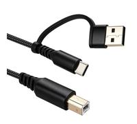 BTFO Câble d'Imprimante USB B Vers C de 2m, en Nylon Compatible avec MacBook Pro/Air, Câble MIDI, Clavier de Piano Yamaha, DAC, Contrôleur DJ et iPad