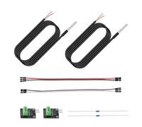 BTFO Kit de 2 Sondes de Température Étanches DS18B20 avec Panneau Adaptateur à Aiguille Résistance et Câble pour Projets Arduino Raspberry Pi DIY