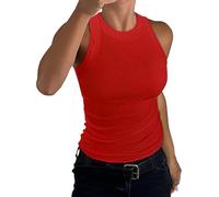 BTFONIA Débardeur sans Manches à Dos Nageur et col Haut pour Femme, décontracté, Basique, en Coton côtelé, ajusté(5#,L)