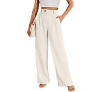 BTFONIA Women's Wide Leg Dress Pants High Waisted Loose Fit Business Casual Work Trousers with Pockets(Beige,M)