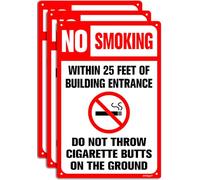BTFSigns Lot de 3 panneaux d'entrée « No Smoking Within 25 Feet Of Building » - 30,5 x 40,6 cm - Panneaux en aluminium « Do Not Throw Cigarette Butts on The Ground »