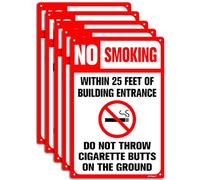BTFSigns Lot de 5 panneaux d'entrée « No Smoking Within 25 Feet Of Building » - 30,5 x 40,6 cm - Panneaux en aluminium « Do Not Throw Cigarette Butts on The Ground »