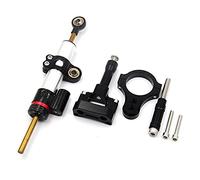 BTFWM Kit de montage support d'amortisseur stabilisation direction moto réglable, for YAMAHA, YZF R3 YZFR25 MT-03 MT-25 en aluminium CNC argenté Amortisseur de direction pour moto(Black A-B)