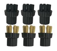 BTFWM Lot de 6 têtes de brosse en laiton et nylon for nettoyeur à vapeur, pièces de rechange for balai à vapeur X500 Accessoires pour nettoyeurs vapeur