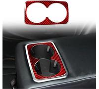 BTFWM Toworldit Kit de décoration de Tableau de Bord intérieur en Fibre de Carbone Souple Rouge pour Ford, pour Mustang Mach-E 2021 Couvre-Jante de Volant(Black 1pcs Rear Cup Holder Trim Sticker)