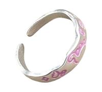 Btgghytr Bagues de graffiti de dinosaure dopamine vert en alliage réglable avec étoile colorée décoration bijoux tendance pour filles bagues tendance pour adolescentes, taille unique, Comme décrit