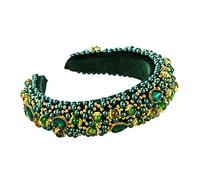 Btgghytr Bandeau baroque pour femmes et filles - Rembourré en velours éponge - Bandeau étoilé pour le ciel - Imitation perle - Fait à la main - Perles en cristal - Bijou luxueux - Couronne bandana