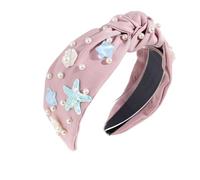 Btgghytr Bandeau large pour femmes et filles, vacances, mer, plage, coquillages, fausses perles, nœud