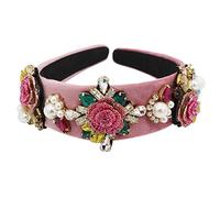 Btgghytr Bandeau pour femmes et filles, bandana baroque occidental, bijoux complets pour strass, rose, feuilles, bal de promo, accessoire pour cheveux mignon