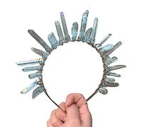 Btgghytr Bandeau pour femmes et filles - Bandeau à quartz naturel pour boucle de tête - Pour la matière brute - Couronne de pierre arc-en-ciel - Style bohème pour Rhinesto - Joli bandeau pour cheveux