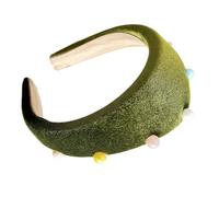 Btgghytr Bandeau pour femmes et filles, élégant bandeau en peluche avec perles pour femmes et filles, bandeau élastique large pour cheveux