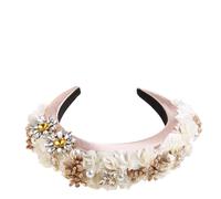 Btgghytr Bandeau pour femmes et filles - Magnifique bandeau baroque - Fleur colorée pour cheveux en strass et perles - Bandana épais rembourré en éponge - Accessoires pour cheveux
