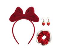 Btgghytr Bandeau pour femmes et filles, nœud ras du cou avec jolis nœuds pour oreilles de chat, boucles d'oreilles fraise