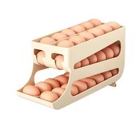 Btgghytr Boîte de rangement à œufs double couche avec fonction de roulement automatique et construction robuste pour un usage domestique pour réfrigérateur