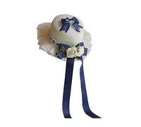 Btgghytr Chapeau de soleil élégant en dentelle rose respirant pour thé, vacances, décorations de vacances Western Hepburn chapeau vintage, bleu marine, M
