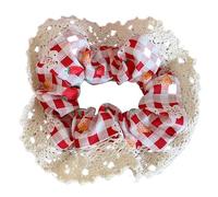 Btgghytr Chouchous en dentelle pour queue de cheval - Rose et blanc - Élastique à cheveux - Tenue solide - Costume à carreaux - Chouchou pour cheveux