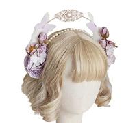 Btgghytr Serre-tête élégant pour femmes et filles - Couronne de printemps - Fait à la main - Fleur Lolita - Ornement de cheveux mignon - Accessoires pour cheveux