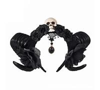 Btgghytr Serre-tête gothique pour femmes et filles - Corne de mouton - Fleur - Tête de mort - Accessoire photo d'Halloween - Joli bandeau pour cheveux