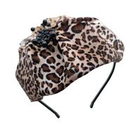 Btgghytr Serre-tête pour femmes et filles avec imprimé léopard - Demi-casquettes - Pour événement formel - Pour soirée, banquet - Joli bandeau pour cheveux