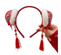 Btgghytr Serre-tête pour femmes et filles en peluche pour fêtes costumées et usage quotidien, festival, bandeau zodiacal à franges pour le Nouvel An chinois 2025 - Joli bandeau pour cheveux