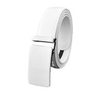 BTGYTTKL Ceintures Homme Ceinture blanche à boucle automatique for homme, sangle de taille 3,5 cm, en cuir véritable, for golf et affaires(105CM,White)