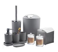 Bthenov Grey Bathroom Accessories Set Ensemble d'accessoires de Salle de Bain Gris, Plastique