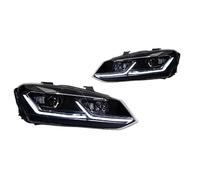 BTHMGBAE Feux Avants Voiture Pour VW Pour Polo 2011-2018 Phares Avant À LED Avec Feux Jour Clignotants Feux Route Et Lentilles Projection Angel Eyes Phares Avant(Right-Hand Drive Car,Silver)