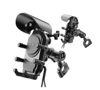 BTHMGBAE Phone Navigation Bracket Support De Guidon pour Smartphone avec Chargeur sans Fil Fast Stand 15W Antichoc Et Étanche Résistant Au Vol Et À l'eau.(H)