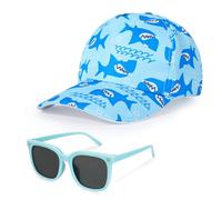 BTHRORO Casquette Enfant Garcon, Casquette de Baseball Imprimée Requin et Lunettes de Soleil Enfant Chapeau de Soleil Réglable Accessoires de Protection Solaire d'Été pour Enfants Fille Garçon