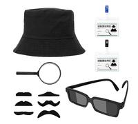 BTHRORO Kits de détective, Lunettes de Vue Chapeau de Détective Loupe Kit de Détective Accessoires de Costume pour jeu de Rôle Fête d'habillage Costume Fournitures Accessoire
