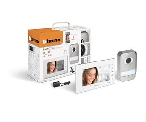 Bticino 310913 EASYKIT WIFI VIDÉOPHONE MONOFAMILIAIRE plug-in 2 fils avec 1 bouton extérieur, sonnette, caméra, 1 moniteur intérieur 7 pouces couleur avec mains libres, extensible pour jumelées