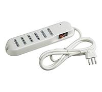 BTicino 3630DBF Multiprise à 6 Sorties avec Interrupteur Lumineux, 2200 W, 250 V, Blanc