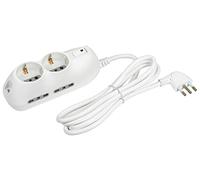 Bticino Multiprise 3695DB Compatta Slot6 – 4 prises, interrupteur automatique lumineux, 1,5 m – Blanc