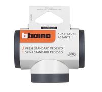 Bticino Adaptateur Rotatif S3626DR, 3 Prises Standards Allemands, Grande Prise 16A, Pivotant à 180°, Multiprise sur 3 Faces, Puissance jusqu'à 3500W, Adaptateur Multiple Polyvalent