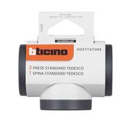 Bticino Adaptateur S3626D - 3 Prises Schuko - Standard Allemand - Grande fiche 16 A - Multiprise sur 3 côtés - Puissance jusqu'à 3500 W - Adaptateur Multiple Polyvalent - Gain de Place - Mat