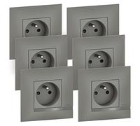 BTicino - Altège lot de 6 prises de courant avec terre gris complet