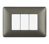 BTicino AM4803CAB Plaque 3 modules Ambre, gris, AM4803MIR