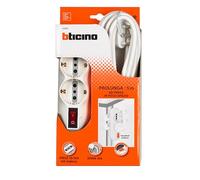 BTICINO Bloc multiprise 3696DB5, multi-prises électriques 6 places, 2 prises Schuko Standard allemand, 4 prises biphasées bivalentes 10/16A, prise multiple avec interrupteur, prise grande 16A, câble 5