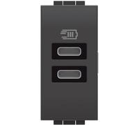 Bticino Chargeur USB L4191CC avec Deux entrées de Type C, à Installer dans la Plaque Livinglight, pour Charger Un Appareil électronique jusqu'à 15W ou Deux appareils en même Temps, 1 pièce,
