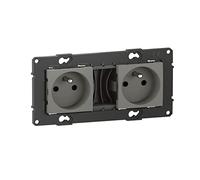 BTicino - Double prise de courant précâblée Altège 16A avec connexion à bornes automatiques - finition Nuage