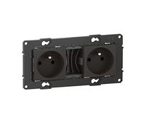 BTicino - Double prise de courant précâblée Altège 16A avec connexion à bornes automatiques - finition Nuit