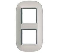 BTicino HB4802M2SAN Plaque Elliptique Axolute Métal Galvanisé 2+2 Modules Horizontal ou Vertical, Argent Satin