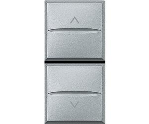 Bticino HC4037 Double Poussoir Interbloqué pour Volets Roulants Axolute, 1 Module, Finition Aluminium, Lot de 10