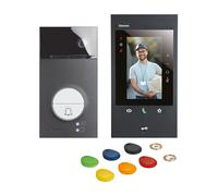 BTICINO Kit d'interphone vidéo connecté Classe 300 EOS WiFi w Netatmo, 2 Hi | Classe 300 EOS WiFi with Netatmo, prêt à installer, moniteur noir 2 fils et plaque de rue Linea noire, 363926
