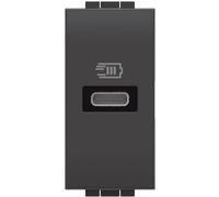 Bticino L4192C Chargeur USB avec Une entrée de Type C, à Installer dans la Plaque Livinglight, pour la Charge Rapide d'appareils électroniques jusqu'à 20 W, 1 Module, Anthracite