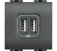 BTicino L4285C2 Chargeur USB Prise Double Livinglight, 5V, 230V, 2.4A, 2 Modules, Anthracite