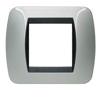 BTICINO L4802AL - LIVING INT - PLACCA 2 POSTI ALLUMINIO