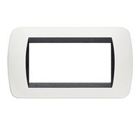 BTicino L4804PA Plaque 4 modules Livinglight, acier foncé, blanc, L4804PB